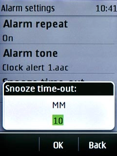 Highlight the required number of minutes and press OK.