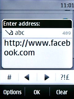 Key in http://www.facebook.com and press OK.