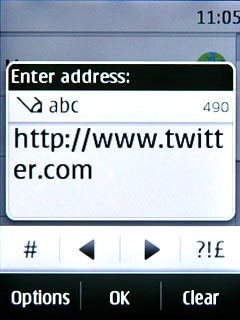 Key in http://www.twitter.com and press OK.