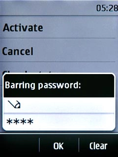 Press OK.A request to turn on the selected call barring type is sent to the network.