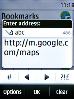 Key in http://m.google.com/maps and press OK.