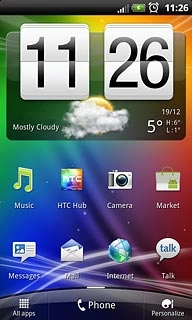 The alarm icon shows that the alarm is set.Further information:Set the alarm