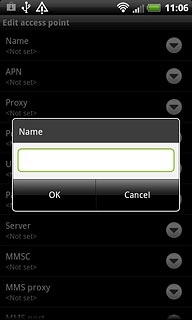 Key in Vodafone Internet and press OK.