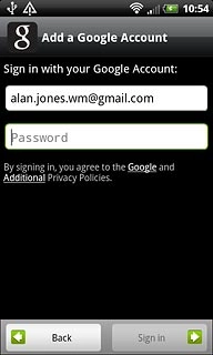 Press Password and key in the password for your Google account.