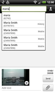 Matching contacts are displayed.Press the required contact.