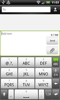 When XT9 is displayed on a green background, the function is turned on.