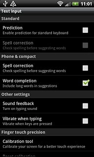 Press Prediction to turn word suggestion on or off.