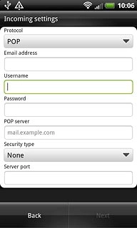 Press the field below Username and key in the username for your email account.