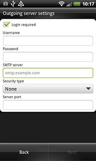 Press the field below SMTP server and key in the name or IP address of your email provider's outgoing server.Please note that if you can't send email messages when using your email provider's outgoing server, key in smtp.vodafone.net.au (Vodafone's outgoing server).