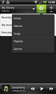 Press the required category.Go to the required audio file or playlist.