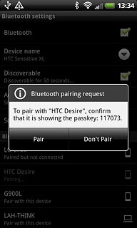 Check that the same access code is displayed on both devices and press Pair.You also need to accept the access code on the other device.The new device is displayed on the list of paired devices.