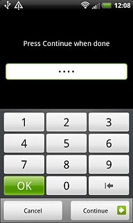 Key in the required phone lock code and press Continue.