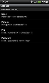 Press Pattern, PIN or Password.Follow the instructions on the display to change the phone lock code.