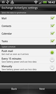 Press Push mail, Every 15 minutes or Manually.