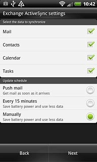 Press Next.Please note:Each time your phone connects to the server to synchronise, data charges will apply.