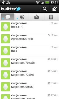 Press the tweets icon.You can find the status updates of your friends below their names.