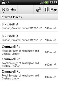 Your favourite locations are displayed.Press the required destination.