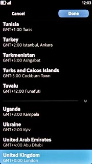 Press the required time zone.