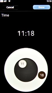 Press and drag hours and minutes to the required position.