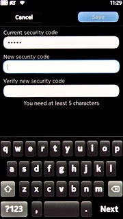 Press the field below New security code and key in a new phone lock code.