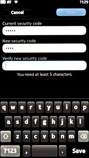 Press the field below Verify new security code and key in the new phone lock code.