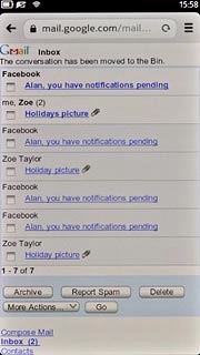You can now use the application.Please note that Gmail isn't part of the original application package and therefore only a general description is given here.You have a number of options, such as:Send email messagesRetrieve and read email messagesReply to email messagesView list of contactsSelect application settingsCreate a new Gmail account