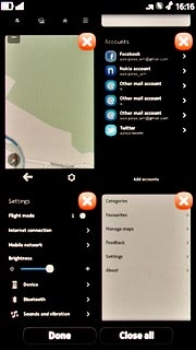 To end an application:Press the x in the top right corner of the required application.