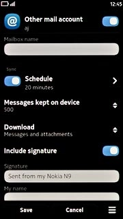 Press the indicator next to Schedule.Depending on the current setting, synchronisation of email messages is turned on or off.