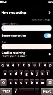 Press the field below Server address and key in the name or IP address of the required server.