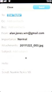 Press Send when you've finished your email message.