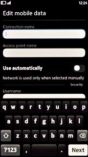Press the field below Connection name and key in Vodafone Internet