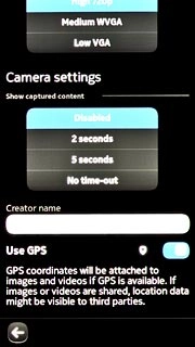 Press the indicator next to Use GPS.Depending on the current setting, GPS is turned on or off.