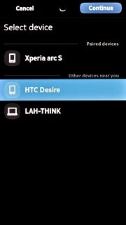 Press the required Bluetooth device to select it.