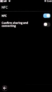 Press the indicator next to NFC.Depending on the current setting, NFC is turned on or off.