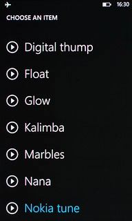 Once you've found a ring tone you like, press the required ring tone.