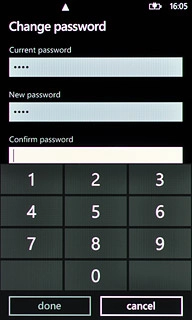 Press the field below Confirm password and key in the new phone lock code.