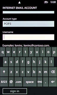Press the field below Username and key in the username for your email account.