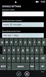 Press the field below Account name and key in a name for your email account (such as Private or Work).