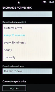 Press the required period or manually.Please note: each time your phone connects to the server to synchronise, data charges will apply.