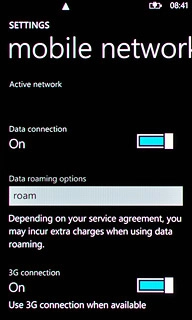 Press the field below Data roaming options.