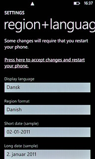 Press Press here to accept changes and restart your phone.Wait a moment while your phone is restarted.
