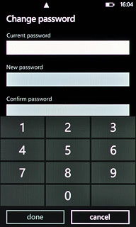 Press the field below Current password and key in the phone lock code.