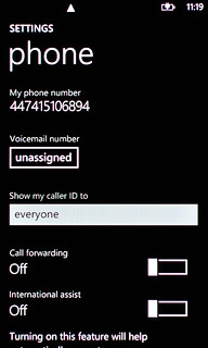 Press the indicator next to Call forwarding to turn on the function.