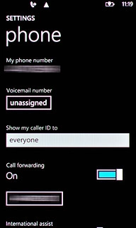 Press the field below Call forwarding.