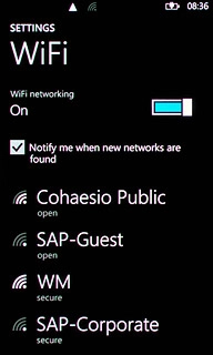 A list of Wi-Fi networks within range is displayed.Press the required Wi-Fi network.