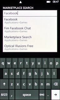 Key in Facebook and press arrow right.