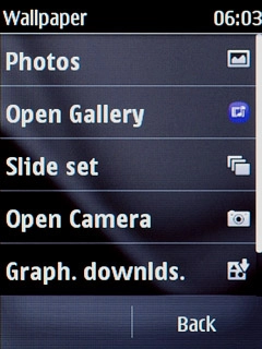 Press Photos, Open Gallery, Slide set or Open Camera.