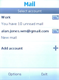 If email accounts have been created already:Press Add account.