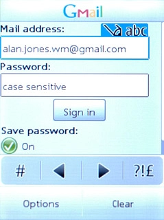 Press Password and key in the password for your email account at your email provider.