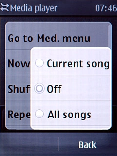 Press Current song, Off or All songs.